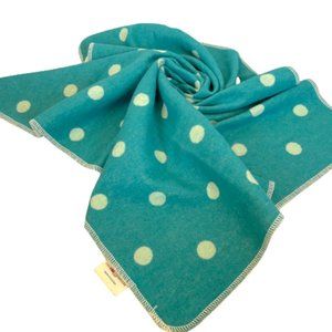 David Fussenegger Teal Blue Polka Dot Reversible Cotton Baby Blanket